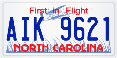 NC license plate AIK9621