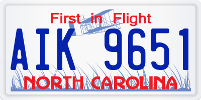 NC license plate AIK9651