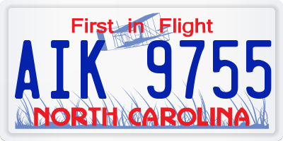 NC license plate AIK9755