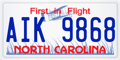 NC license plate AIK9868