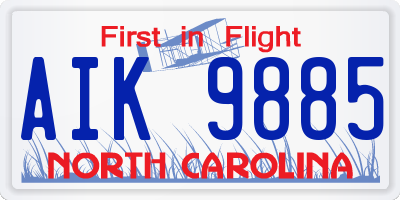 NC license plate AIK9885