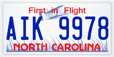 NC license plate AIK9978