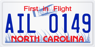 NC license plate AIL0149