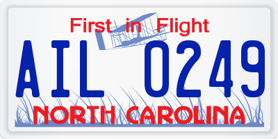 NC license plate AIL0249