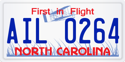 NC license plate AIL0264