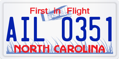 NC license plate AIL0351