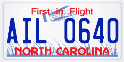 NC license plate AIL0640