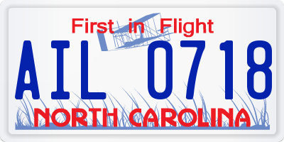 NC license plate AIL0718