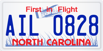 NC license plate AIL0828