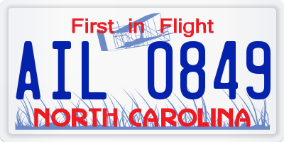 NC license plate AIL0849