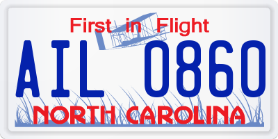 NC license plate AIL0860