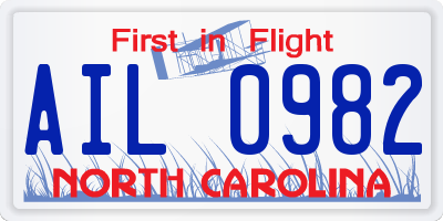 NC license plate AIL0982