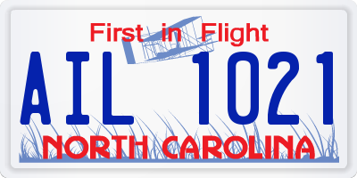 NC license plate AIL1021