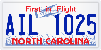 NC license plate AIL1025