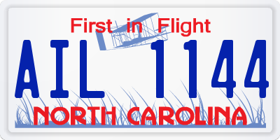 NC license plate AIL1144