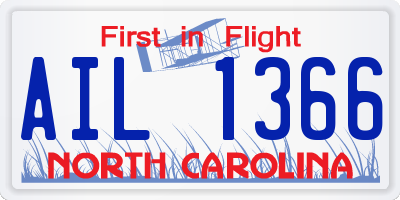 NC license plate AIL1366