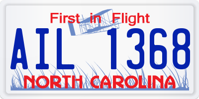 NC license plate AIL1368