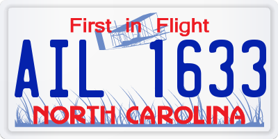 NC license plate AIL1633
