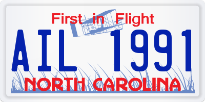 NC license plate AIL1991