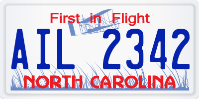 NC license plate AIL2342
