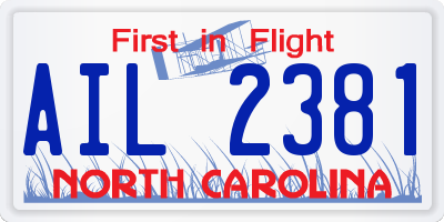 NC license plate AIL2381