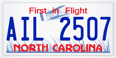 NC license plate AIL2507