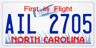 NC license plate AIL2705