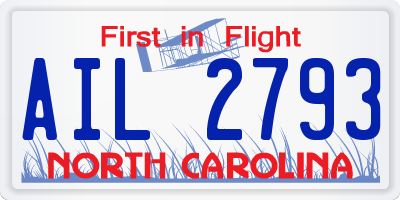 NC license plate AIL2793