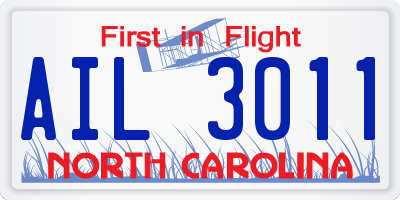 NC license plate AIL3011