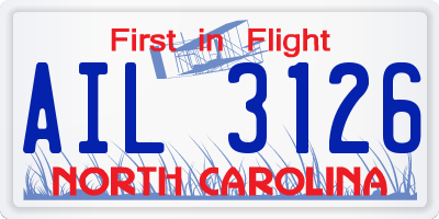 NC license plate AIL3126