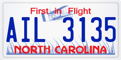 NC license plate AIL3135