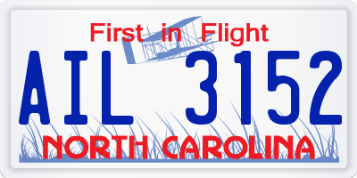 NC license plate AIL3152
