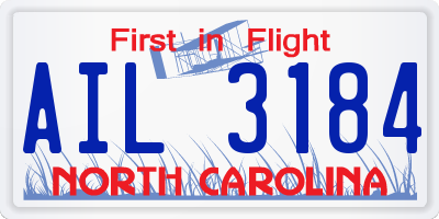 NC license plate AIL3184