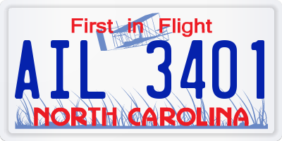 NC license plate AIL3401