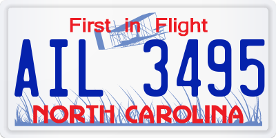 NC license plate AIL3495