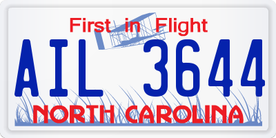 NC license plate AIL3644