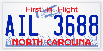 NC license plate AIL3688