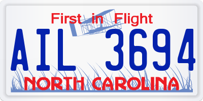 NC license plate AIL3694