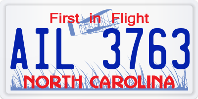NC license plate AIL3763