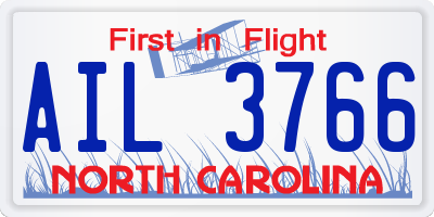 NC license plate AIL3766