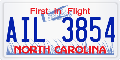 NC license plate AIL3854
