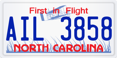 NC license plate AIL3858
