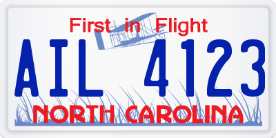 NC license plate AIL4123