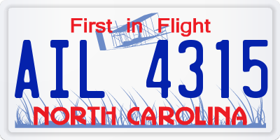 NC license plate AIL4315