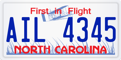NC license plate AIL4345
