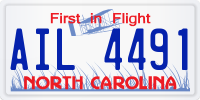 NC license plate AIL4491