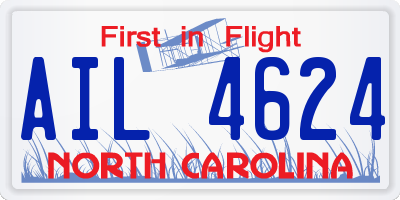 NC license plate AIL4624