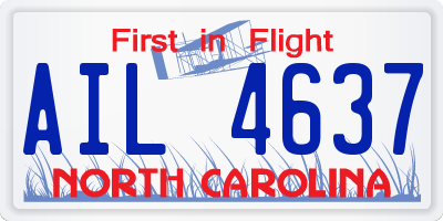 NC license plate AIL4637