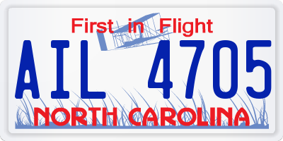 NC license plate AIL4705