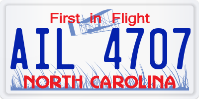 NC license plate AIL4707